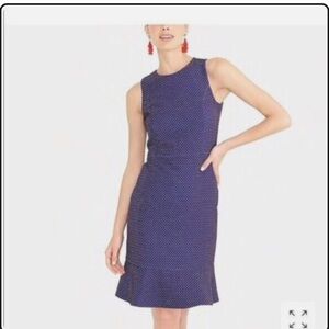 J. Crew Navy Polka Dot Midi Dress